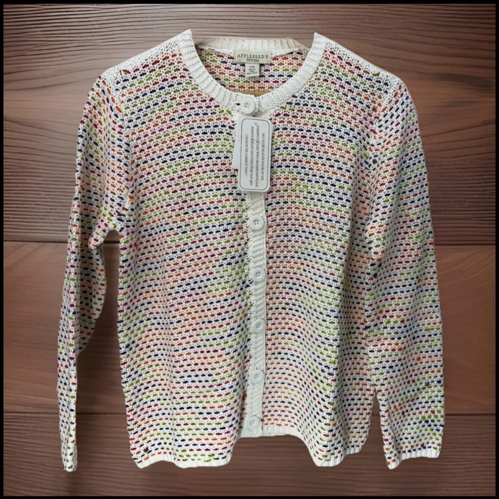 NEW VITANGE Appleseeds Women Sz PM Crochet Cardigan Sweater - Picture 2 of 15